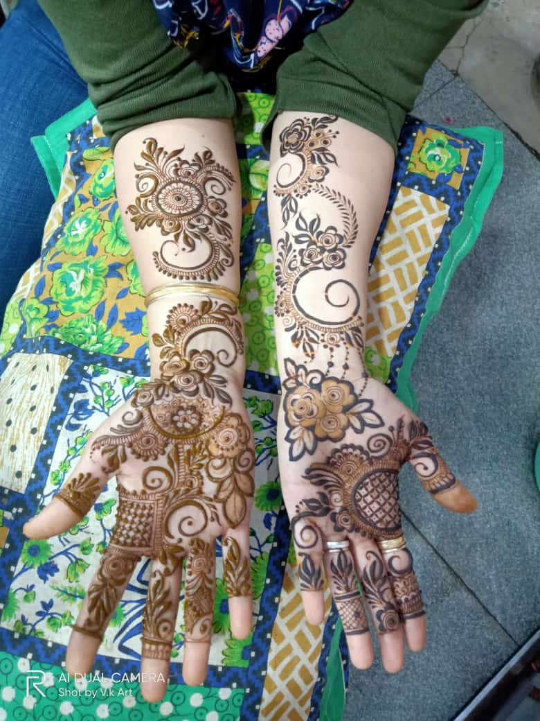 Exquisite lotus-themed bridal mehndi  for full hands, Bengaluru - Mahi Mehndi Artist